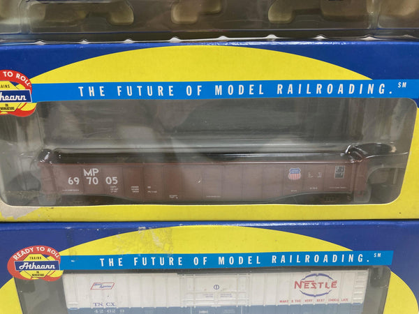 Athearn Ready to roll 50' Freight Cars HO lot of 6: Sante Fe, Southern, Union Pacific, Nestle