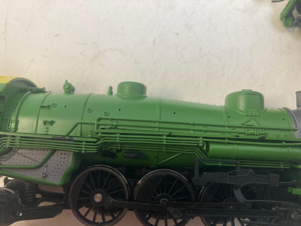 John Deere HO Scale Steam Locomotive & Tender + 40′ Flat Car w/ 2 John Deere GP Tractors – Good Cond., Runs Great, DCC-Ready