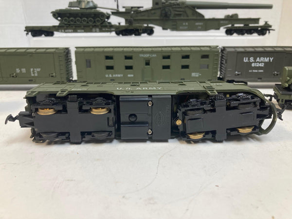 Cox HO Scale U.S. Army Military Train Set – 7 Cars + Loco – Tank, Cannon, Troop