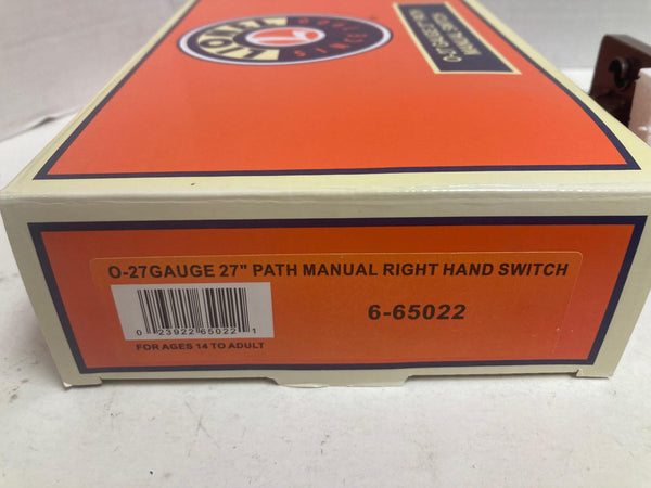 Lionel O-27" Path Manual Right Hand Switch 6-65022 (USED)