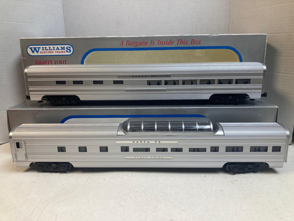 Williams 80 Ft Luxury Liner Passenger Cars 2-Car Set Santa Fe Vista Dome & Diner – Very Good Condition