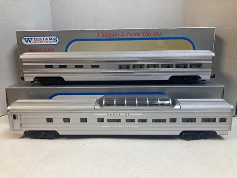 Williams 80 Ft Luxury Liner Passenger Cars 2-Car Set Santa Fe Vista Dome & Diner – Very Good Condition