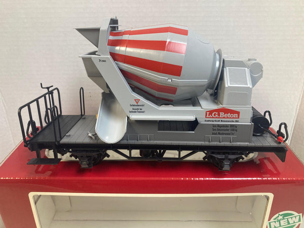LGB 4055 LG Beton Flatcar w/ Cement Mixer – G-Scale, Pre-Owned Very Good Condition