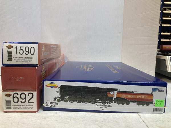 Athearn Genesis SP Mt-4 4-8-2 #4352 Sound + BLI Daylight Passenger Car Set HO Lot