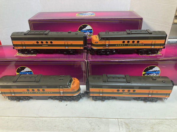 MTH Premier Great Northern ABBA F-Unit Diesel Set | 20-20628-1 + 20-20627-1 + (2) 20-20627-3 | O Gauge w/ PS3