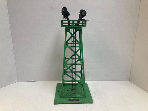 Lionel No. 395 Floodlight Tower GREEN – O Gauge – Good Condition – Tested – Vintage Accessory