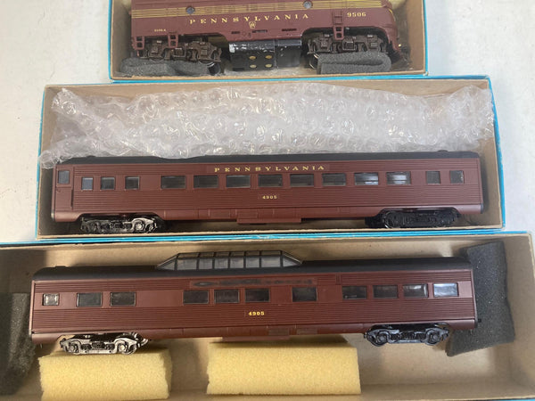 Athearn HO PRR Powered F7 #9506 & 3 Passenger Car Lot - Kadees - Built & Kit