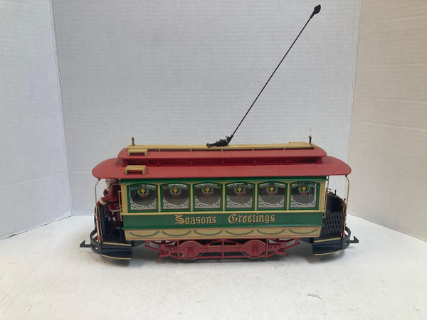 Bachmann G Scale Christmas Trolley #93940 “Season’s Greetings” w/ Santa Onboard – Good Condition No Box