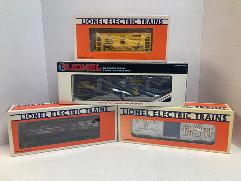 Lionel Railroader Club Lot of 4 Cars (1985–1993) Tank, Hopper, Tool & Boxcar – LRRC Special Edition w/ Boxes
