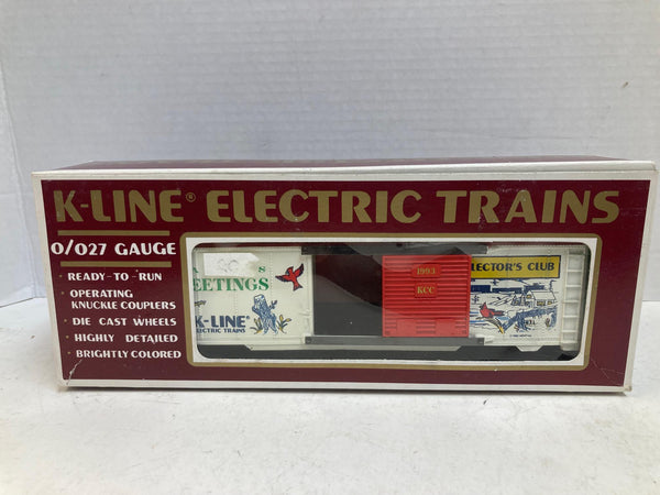 K-Line K90004 KCC Christmas Box Car – O/O-27 Gauge, Die-Cast Trucks - Very Good Condition