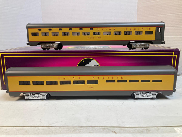MTH Premier 20-6606 Union Pacific 2-Car 70’ Aluminum Sleeper/Diner - LED Upgraded