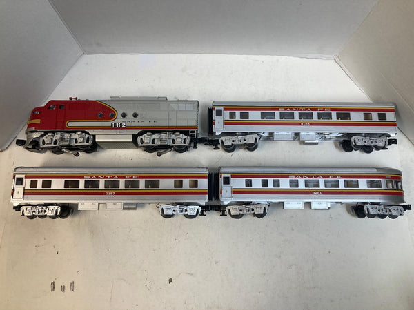 Lionel “The Chief” Santa Fe Passenger Train Set – 162 Loco, 3155, 3157, 3261 Cars – Lights Work – Conventional Power – No Box