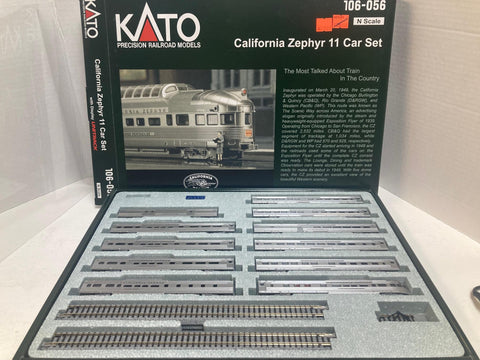 KATO California Zephyer 11 Passenger Car Set N Scale (106-056) with UniTrack