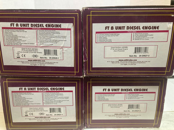 MTH Premier Great Northern ABBA F-Unit Diesel Set | 20-20628-1 + 20-20627-1 + (2) 20-20627-3 | O Gauge w/ PS3