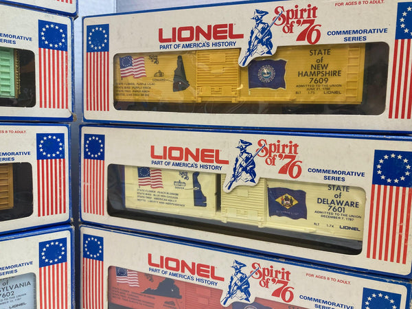 Lionel "Spirit of '76" BiCentennial Set: Engine W/13 State Box Cars+Caboose (1776, 7600-7613)