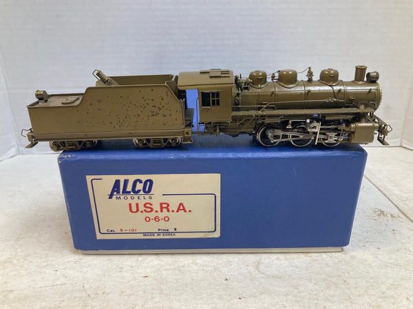 ALCO Models HO Scale Brass U.S.R.A. 0-6-0 Steam Locomotive & Tender
