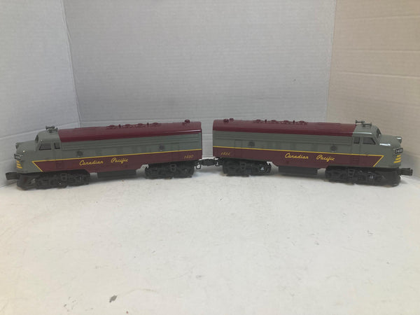 Williams Canadian Pacific F-7 AA Set #1420 Powered + #1425 Dummy — O-Gauge Diesel Pair - No Sound