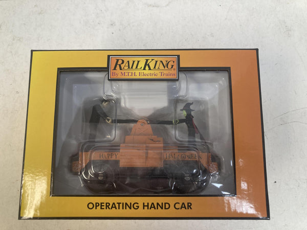 MTH RailKing O Gauge Halloween Witch & Frankenstein Operating Handcar 30-5241