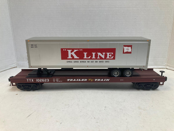 MTH Premier TTX Flat Car #102623 with "K" Line Trailer - O Scale 3-Rail