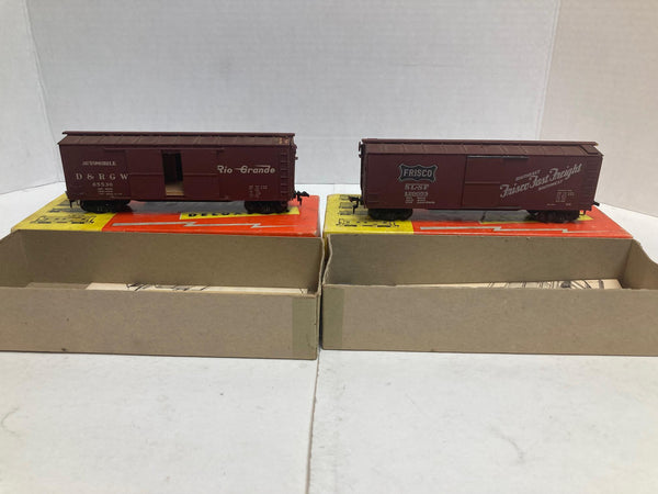 Silver Streak Vintage HO Assembled Kits: SS213 Frisco Box Car, SS302 D&RGW Auto Car