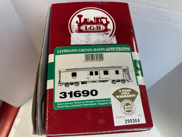 For sale is an LGB 31690 Baggage Car, G Scale, in excellent pre-owned condition.
