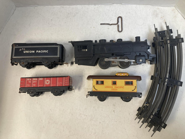 Vintage Marx O Gauge Wind-Up Steam Loco Lot W/ Key Track Union Pacific Seaboard