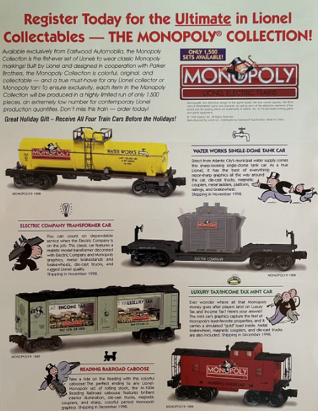 Lionel Limited Edition Monopoly PEWTER HUDSON Steam Set | 6-52225| Test Run ONLY