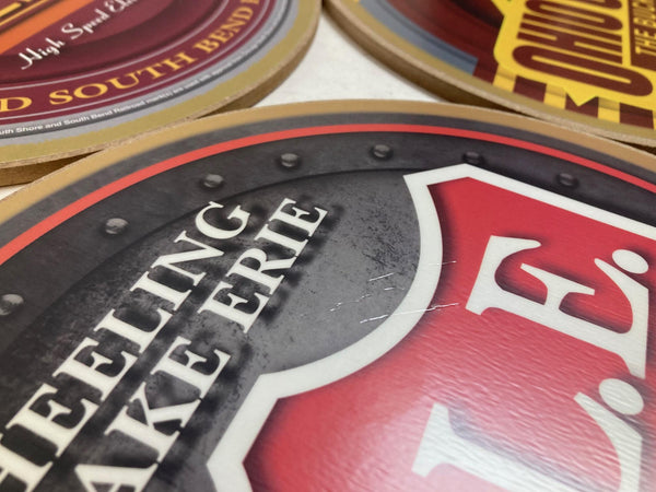 Wooden Railroad Sign Lot South Shore Line, Wheeling Lake Erie, Ohio Central Buckeye