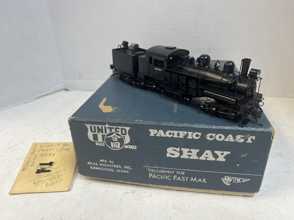 HO Brass PFM United Pacific Coast 3-Truck Shay Factory Painted - Excellent w/ Box
