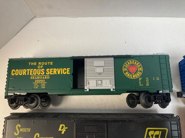 Lionel Fallen Flags Box Car Set of 4 (Seaboard, SCL, RF&P) - O Scale - Good