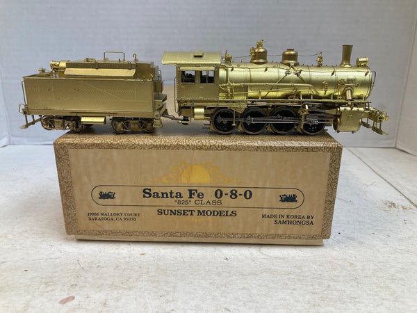 Sunset Models HO Brass AT&SF Santa Fe 0-8-0 "825" Class Steam Loco & Tender EX