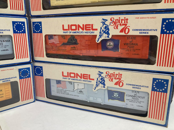 Lionel "Spirit of '76" BiCentennial Set: Engine W/13 State Box Cars+Caboose (1776, 7600-7613)