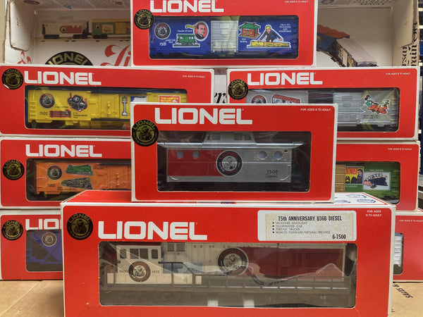 Lionel 75th Anniversary Set: U36B Diesel, Caboose, & 7 Cars (6-7500)-(6-7508)