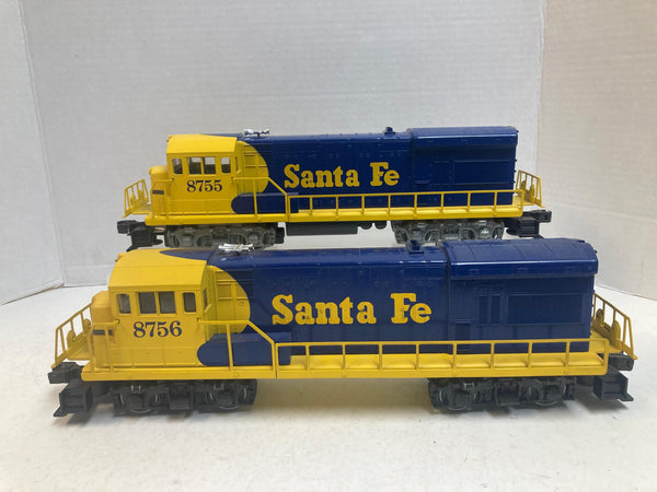Lionel Santa Fe U36B Diesel Locomotive Set #6-8755 Powered & #6-8756 Dummy O Gauge