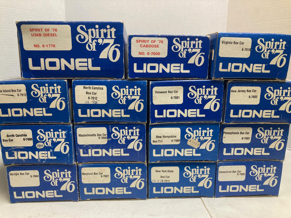 Lionel "Spirit of '76" BiCentennial Set: Engine W/13 State Box Cars+Caboose (1776, 7600-7613)