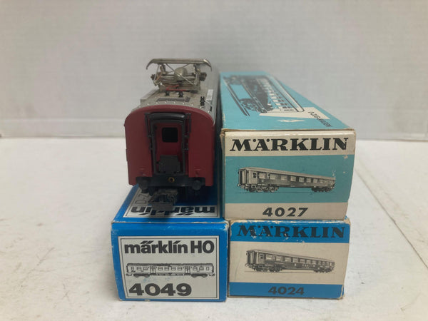 Marklin HO Scale 4 lot: 3 Passenger Cars, 1 Dining Car (RESTAURANT) SBB FFS German (4024,4027,4049,4068)