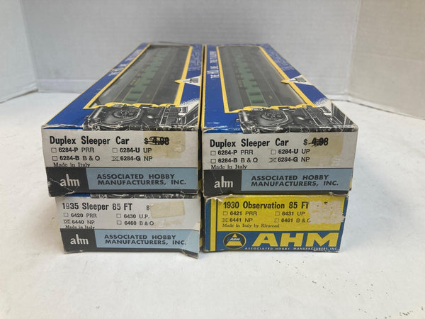 AHM Rivarossi HO Northern Pacific Passenger Car Lot (4) - x3 Sleepers, Observation