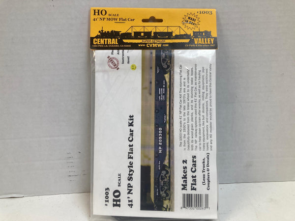 Central Valley HO Scale 41' NP Style Flat Car Kit #1003 – Makes 2 Flat Cars – HO Scale – New