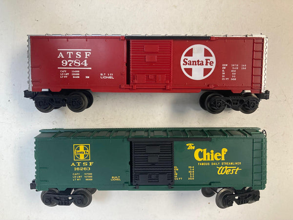 Lionel "Santa Fe" Box Car Set of 2 - O Scale - Good