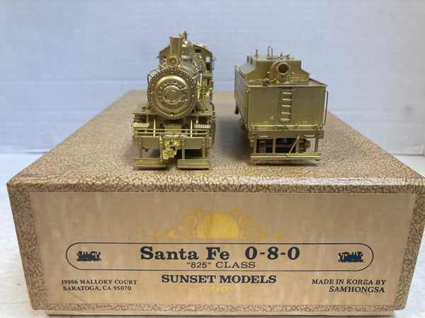 Sunset Models HO Brass AT&SF Santa Fe 0-8-0 "825" Class Steam Loco & Tender EX