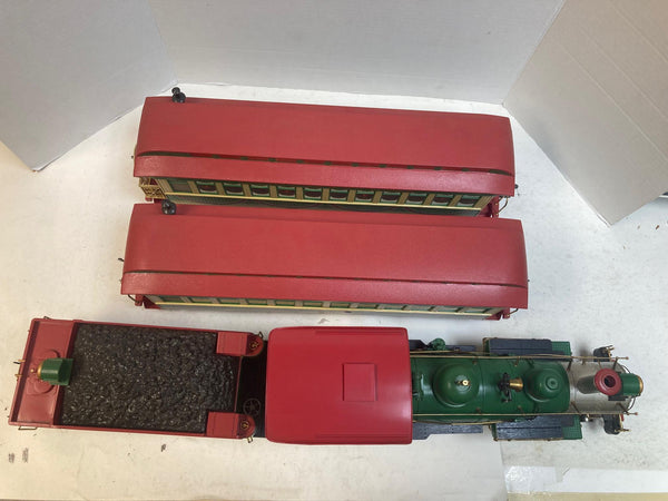 Bachmann G Gauge North Pole & Southern #12 Steam Locomotive & 2 Passenger Cars – Sounds, Smokes, and Lights