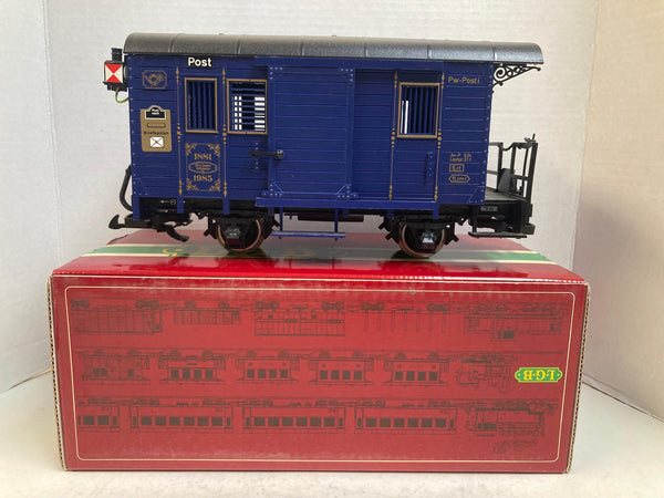LGB 1985 Blue Postal/Anniversary Post-Wagen – G-Scale, Lighted, Very Good Condition