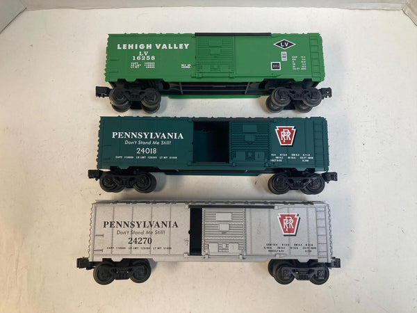 Lionel Fallen Flags Box Car Set of 3 (Pennsylvania, Lehigh Valley) - O Scale - Good