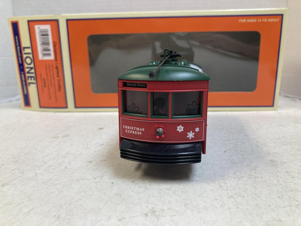 Lionel 2535060 O Gauge Christmas Lighted Trolley "Christmas Express" Like New