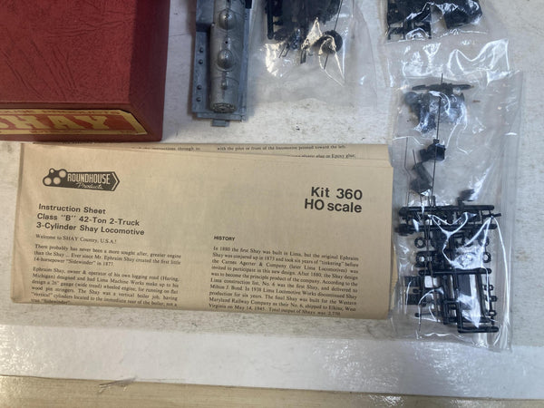 Vintage Roundhouse 360 HO Scale 2-Truck 42-Ton Shay Locomotive Kit Boxed