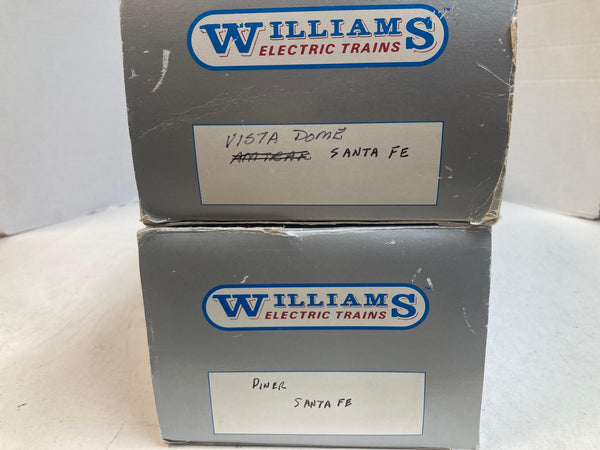 Williams 80 Ft Luxury Liner Passenger Cars 2-Car Set Santa Fe Vista Dome & Diner – Very Good Condition