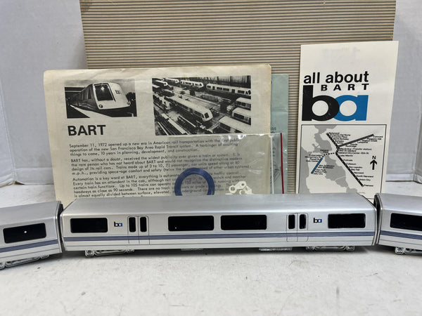 Vintage BART HO Scale 3-Unit Train Set Athearn Powered A-B-A Built w/ Box & Paperwork