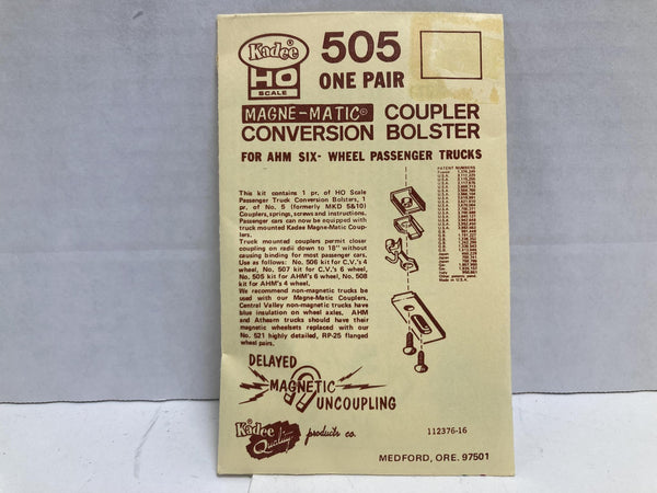 Kadee Magne-Matic Coupler Conversion Bolster HO (#505) For AHM Six-Wheel Passenger Trucks