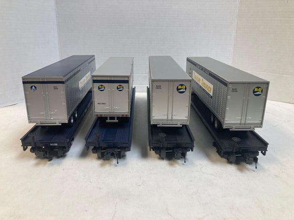 MTH Premier O Scale B&O Flatcars w/ Trailers (4) 7562 7568 9132 9920 Trailer Service