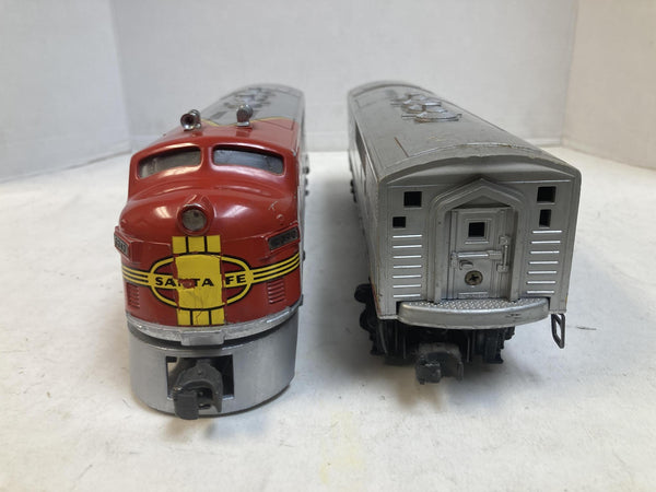 Vintage Lionel 2343 Santa Fe F3 AB Diesel Locomotive Set – Plastic Vents, Runs Great!
